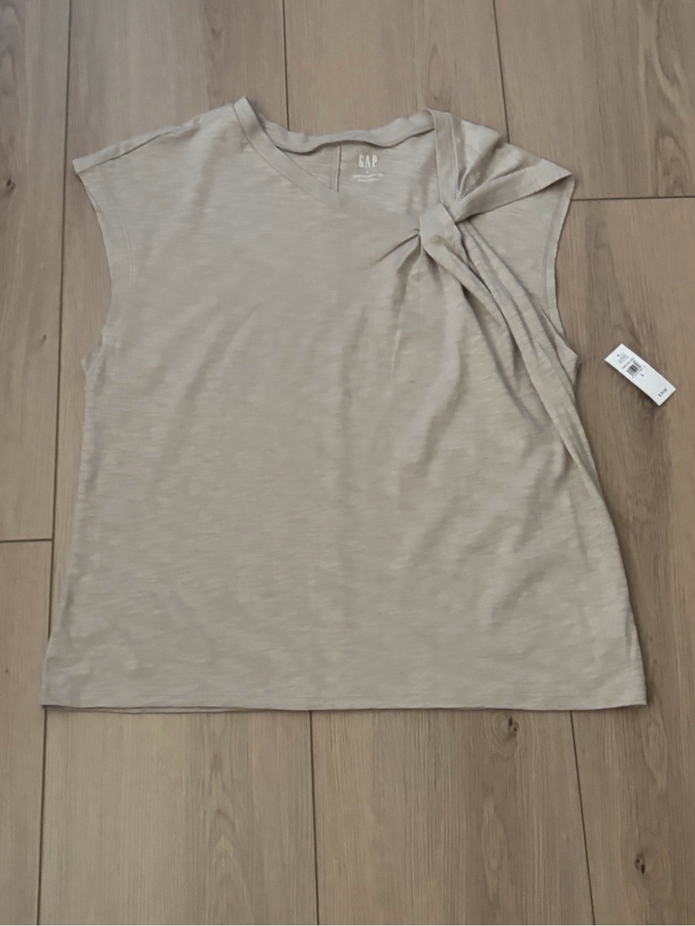 GAP Women's Beige Knot-Shoulder Tank Top